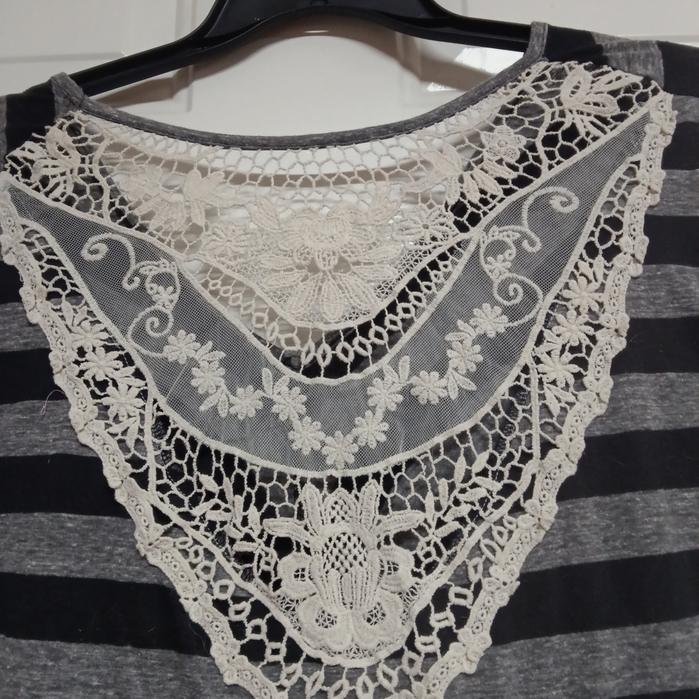 ✨ Striped Lace Accent Women's Top